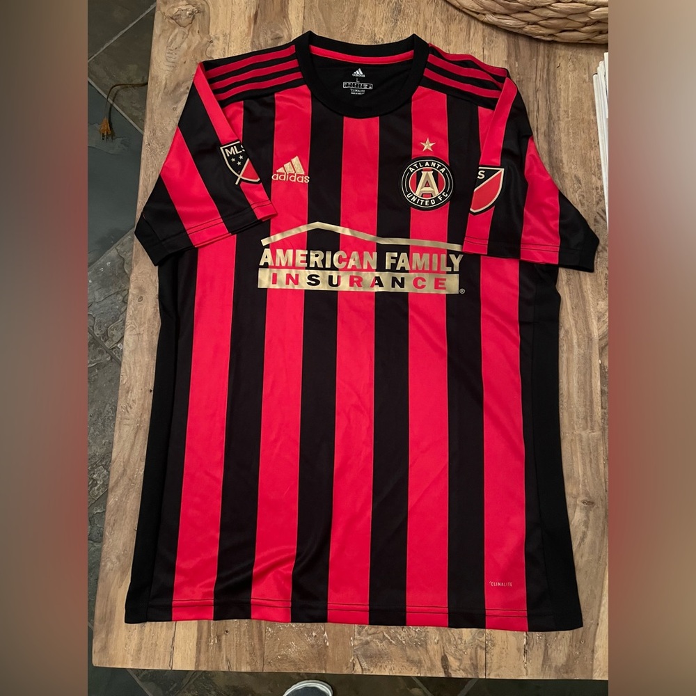 Men's adidas Robinson Red Atlanta United Star and Stripes Replica Jersey